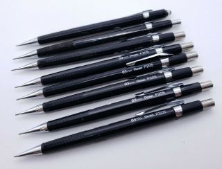 (8) Vtg Pentel P205 Mechanical Pencils 0.  5mm Drafting Drawing Black Japan