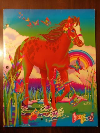 Lisa Frank Vintage " Rainbow Chaser " Horse Folder (creased And Marked)