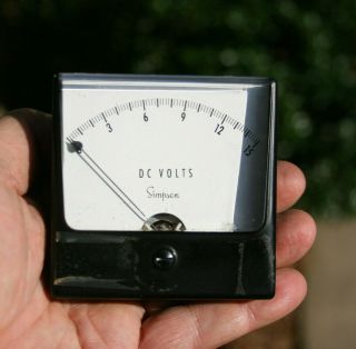 Simpson Vintage 0 - 15 Vdc Volts Dc Voltmeter 3 1/4 " Gauge
