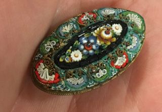 Gorgeous Vintage Floral Micro Mosaic Brooch Made In Italy Very Pretty