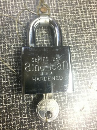 Vintage American U.  S.  A.  Series 260 Hardened Padlock With Key