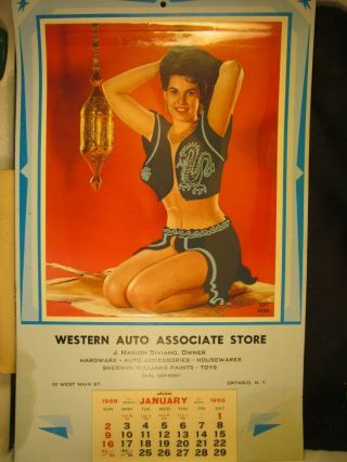 Vintage Lift Up/ Peek - A - Boo Pin Up Girly Risque Calendar Calendar.  Western Auto