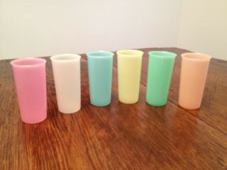 Vintage Tupperware 6 Oz Juice Cups,  Set Of 6 Assorted Colored Glasses,  117 - Xx