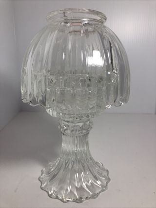 2 Piece Pedestal Clear Glass Vintage Fairy Lamp With Shade Tea Light Holder