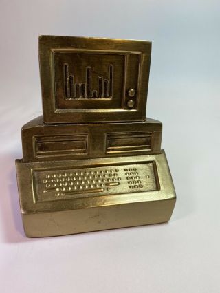 Vintage Pm Craftsman Brass Computer Bookend 3lbs - One Only Desktop Computer