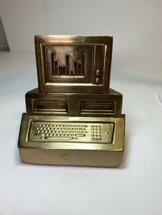 Vintage PM Craftsman Brass Computer Bookend 3LBS - one only Desktop Computer 2