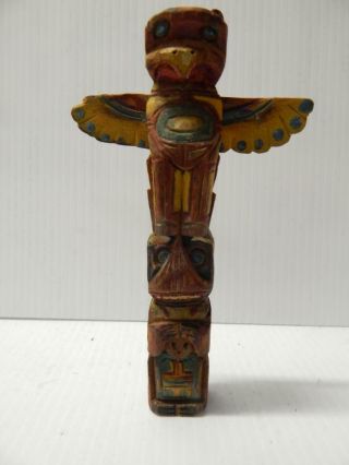 Antique Vintage Alaska Tlingit Canada Nw Indian Hand Carved Cedar Totem Pole Old