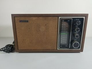 Sony Tfm - 9440 W Am/fm Vintage 70s Tabletop Radio 2 Band Mcm Retro Wood