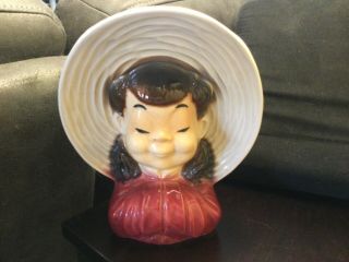Vintage Lady Head Vase.  Royal Copley.  7.  5”.  Headvase