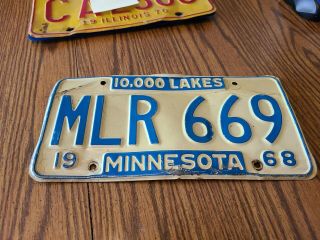 1968 Minnesota Mlr 669 10,  000 Lakes License Plate