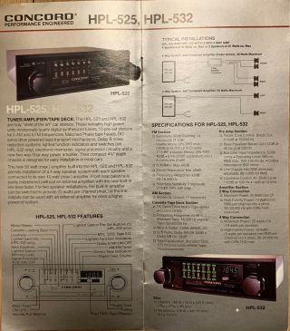 1983 Concord Car Stereo Full Line Brochure Vintage Audio HiFi HPL - 532 Amps HPL 3