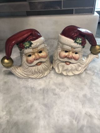 Vintage 1996 Fitz And Floyd Santa Claus Salt Pepper Shakers Christmas Omnibus