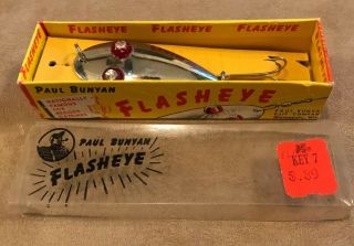 Old Rare Box Vintage Fishing Lure Paul Bunyan Flasheye Spoon Tackle