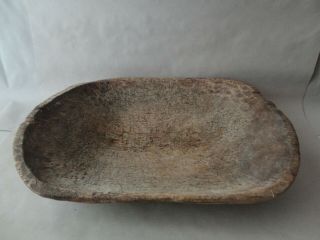 Old Antique Primitive Wooden Bread Bowl Dough Plate Rustic