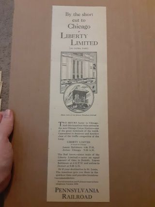 1927 Pennsylvania Railroad Newspaper Ad Liberty Limited Train Chicago