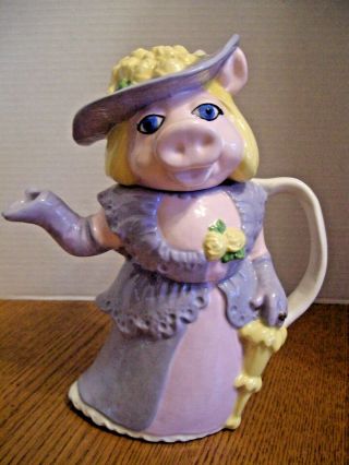 Vintage " Miss Piggy " Figural Ceramic Teapot Muppets Vguc