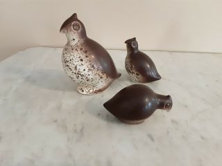 (3) Vtg Howard Pierce Quail Birds Calif.  Pottery Mid Century Modern Figurines