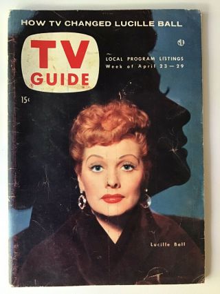 Tv Guide April 23 - 29,  1954 - Lucille Ball - Betty White Photos/article Inside