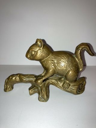 Vintage Brass Squirrel Figure Statue 6.  5”x4”figurine Decor Paperweight