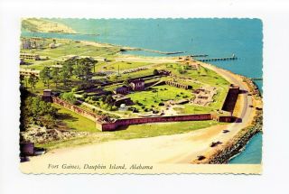 Fort Gaines Dauphin Island Al,  4 " X 6 " 1973 Vintage Postcard,  Aerial View