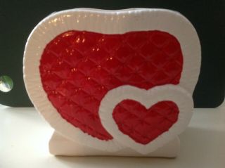 Vintage Ceramic Pottery Valentine Double Heart Planter Vase