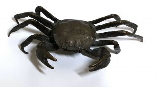 Vintage Solid Brass Dungeness Crab Paperweight Figurine Nautical Beach Decor