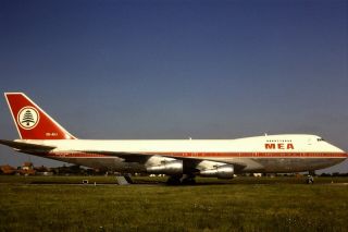 35mm Colour Slide Of Mea Boeing 747 - 2b4b Od - Agj In 1982