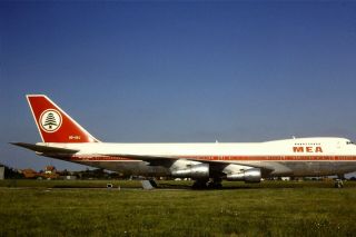 35mm Colour Slide of MEA Boeing 747 - 2B4B OD - AGJ in 1982 2