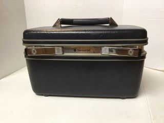 Vintage Samsonite Silhouette Cosmetic Navy Blue Train Travel Case/ Luggage