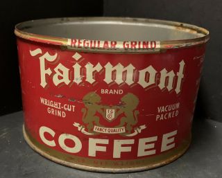 Vintage Fairmont Coffee Tin 1 Lb Can No Lid