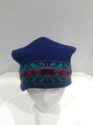 Vintage MERKLEY Headgear Blue Pink Red Green Wool Ski Hat Beanie Retro Unisex 2