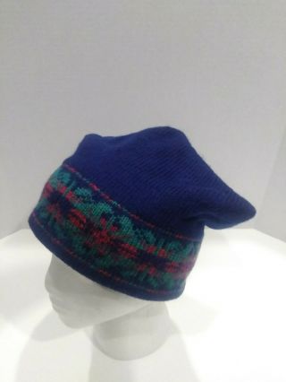 Vintage MERKLEY Headgear Blue Pink Red Green Wool Ski Hat Beanie Retro Unisex 3
