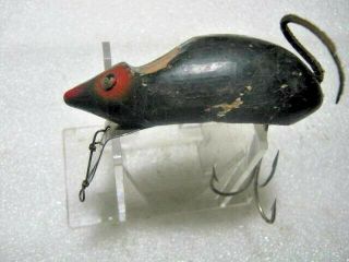 Rare Old Vintage South Bend Mouse Oreno Wood Lure Lures With Leather Tail