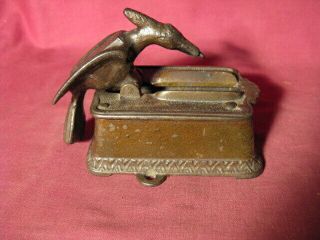 Antique Cast Iron Woodpecker Bird Toothpick Holder Dispenser Surface