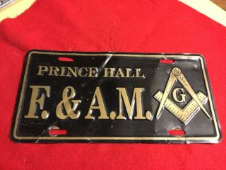 Vintage Prince Hall F.  & A.  M.  Masonic Masons License Plate Tag