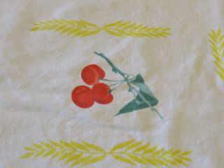 Vintage Cherry Print Tablecloth Red Cherries Blue Berries Acorns Wheat 52 " X 55 "