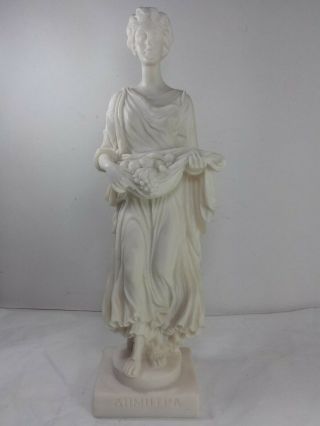 Vintage Carved Alabaster Roman Greek Goddess Sculpture,  Statue About 13.  5 X 4