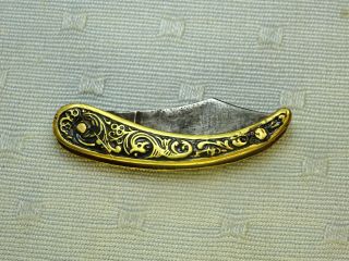 Antique French Scimitar Bladed Oriental Style Miniature Knife Couteau