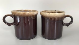 Vintage Mccoy Pottery Coffee Cup Mug Brown Drip Glaze Stoneware 1412 Set Of 2
