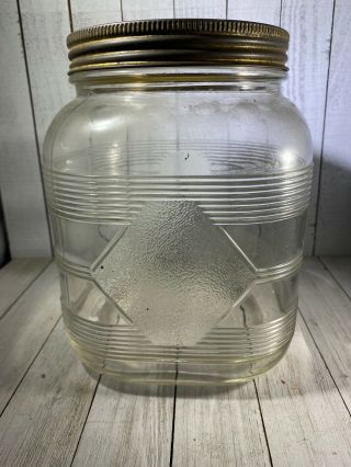 Vintage 1930’s Orvus Laundry Cleaner 14 Cup Diamond Glass Jar