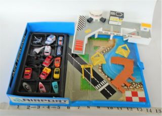Tiny Scale Vintage 1998 Galoob Micro Machines Airport Marina Playset,  (15) Cars
