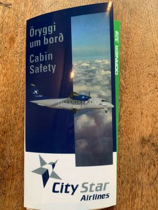 Pack Of 5 X City Star Airlines - Dornier 328 - Safety Card (15 - 11 - 04 Rev 1)