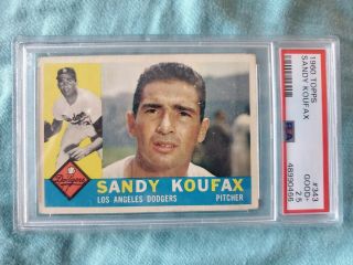 1960 Topps Sandy Koufax 343 Baseball Card Psa Graded Good 2.  5, .  Wonderful Card