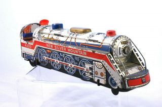 Vintage SILVER MOUNTAIN 4230 Tin Train Toy 1960s 2