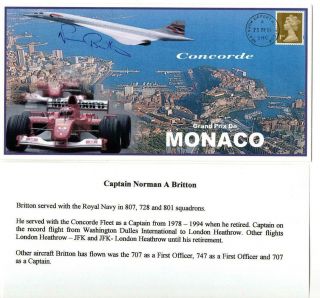 Concorde Monaco Grand Prix Cover Signed Captain Norman Britton