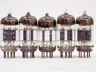Five Vintage General Electric 6201/12at7/ecc81 Vacuum Tubes.  1 Money
