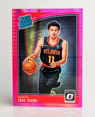 2018 - 19 Donruss Optic Trae Young Rookie Card 198 Pink Hyper Prizm Rc Rare Hot B