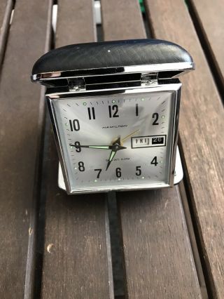 Vintage Hamilto Day/date Alarm Travel Clock