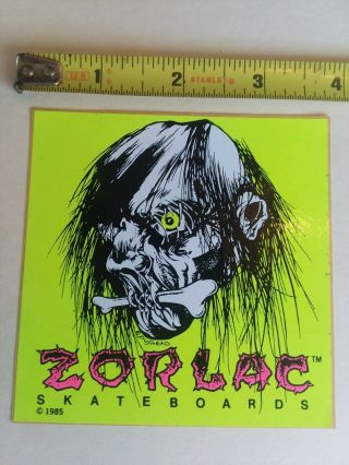 Vintage Zorlac Skateboards Sticker Nos Pushead Artwork