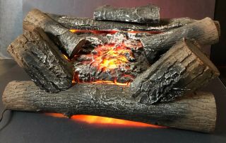 Vintage 18” Real Wood Electric Fireplace Logs Insert Flickers Like A Real Fire